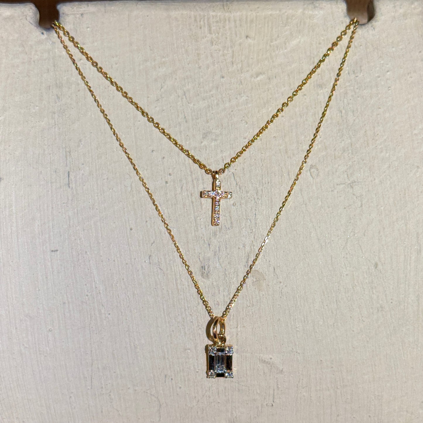 Small White Diamond Cross Pendant Necklace