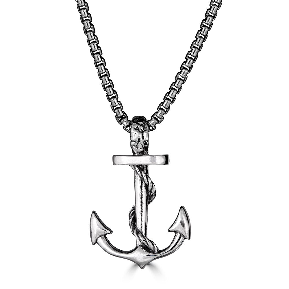 Anchor Pendant Necklace In Sterling Silver