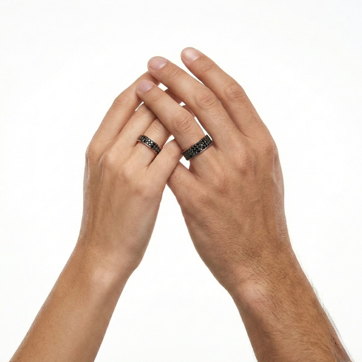 Black Diamond Triple Row Eternity Band In Rose Gold