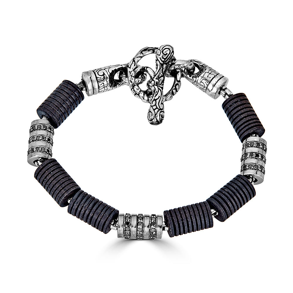Black Diamond Cylinders Wood Bracelet