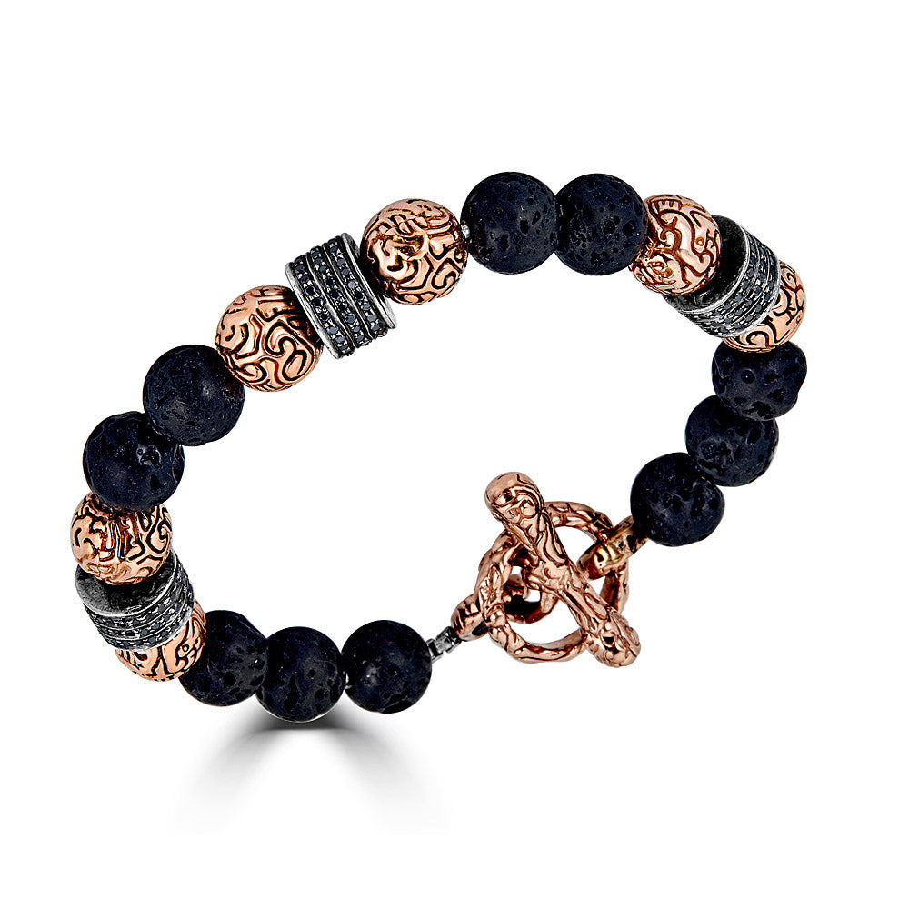 Beaded Bracelet With Gold Beads And Black | Versani