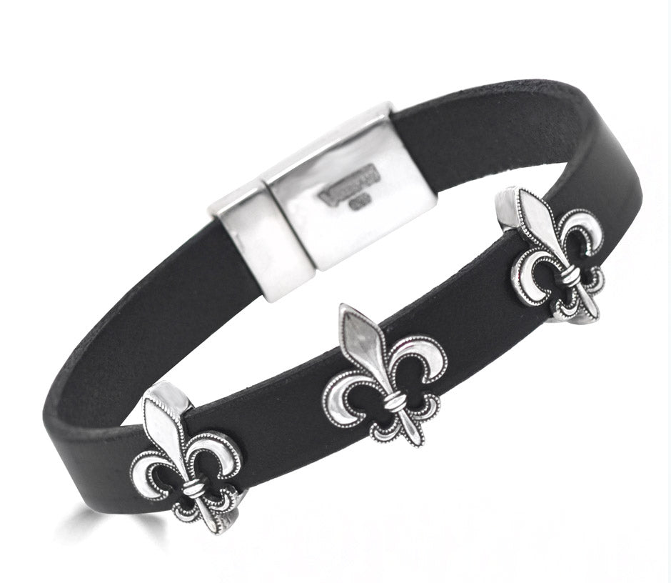 Fleur De Lis Leather Bracelet