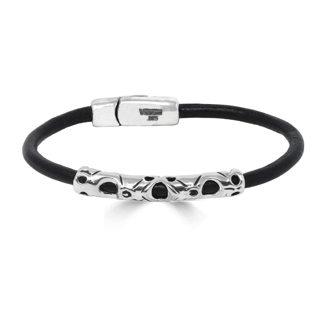 Cutout Cylinder Leather Bracelet