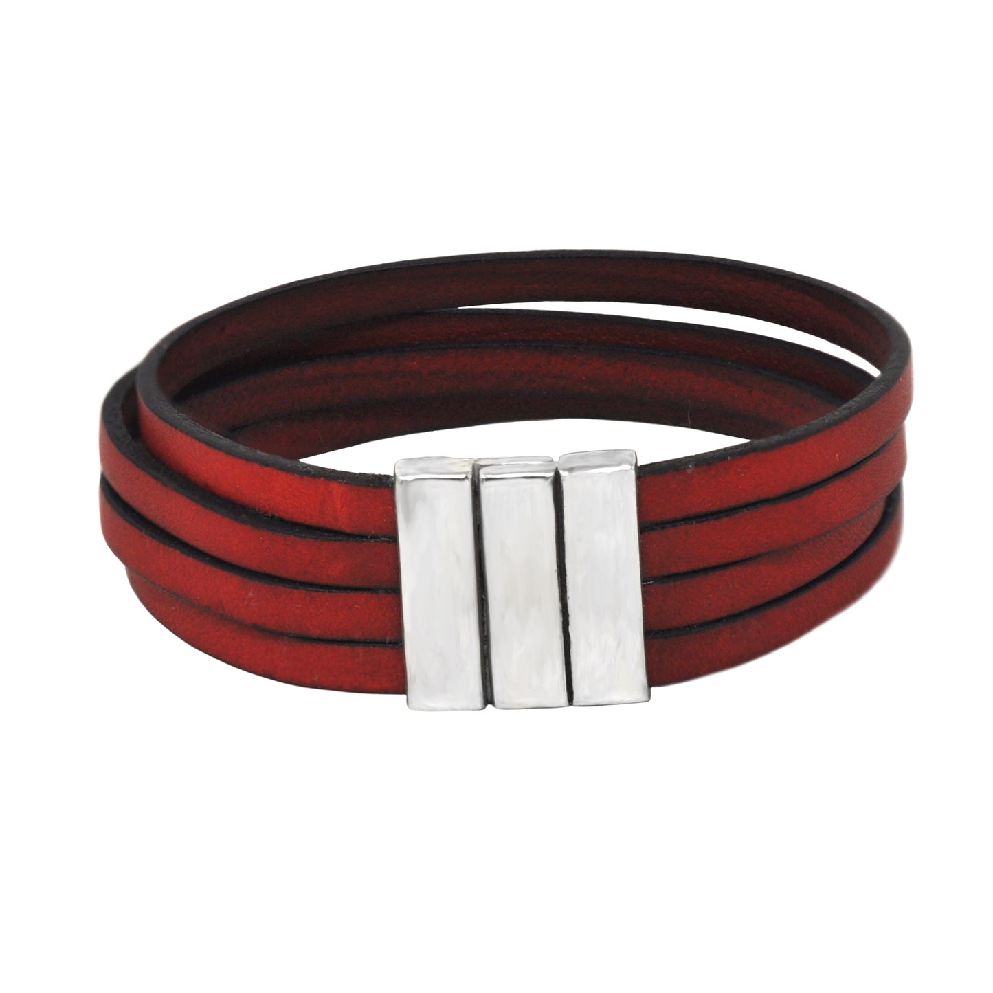 Wide Multi-Strap Leather Bracelet