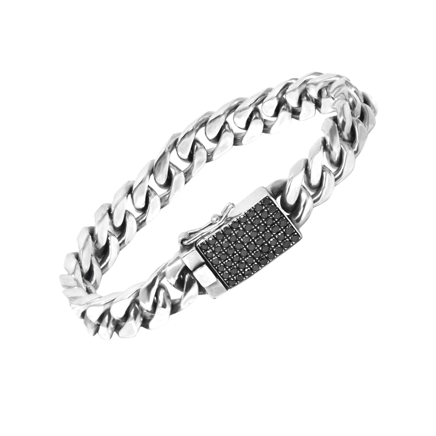Small Cuban Link Black Diamond Clasp Bracelet