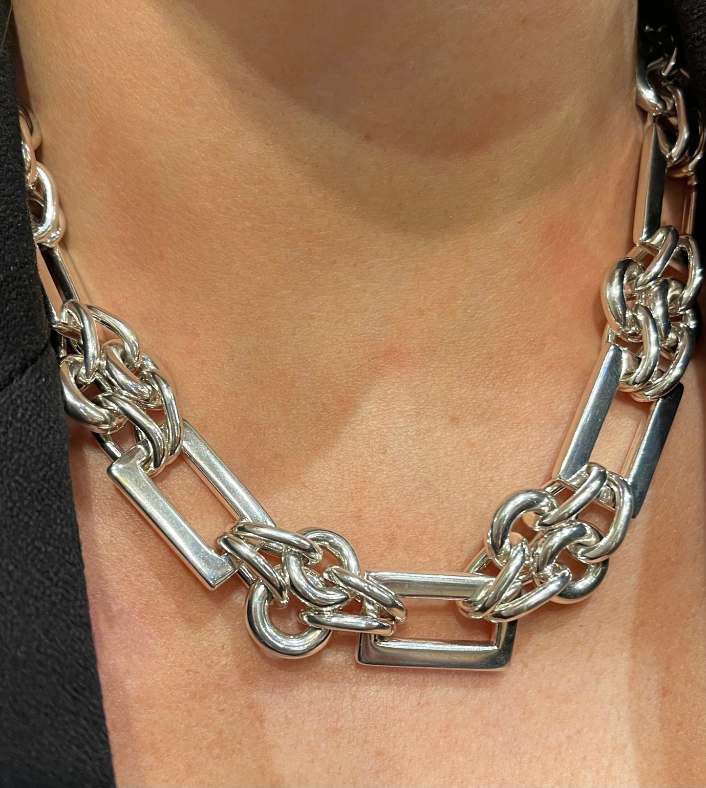 Circles and Squares Link Necklace