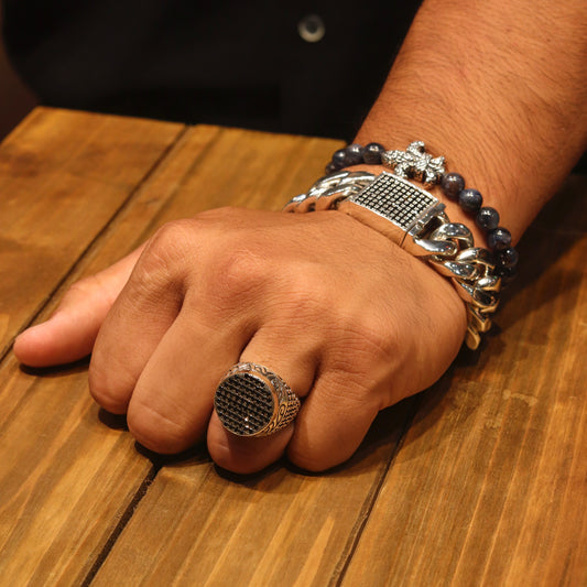 Large Cuban Link Black Diamond Clasp Bracelet