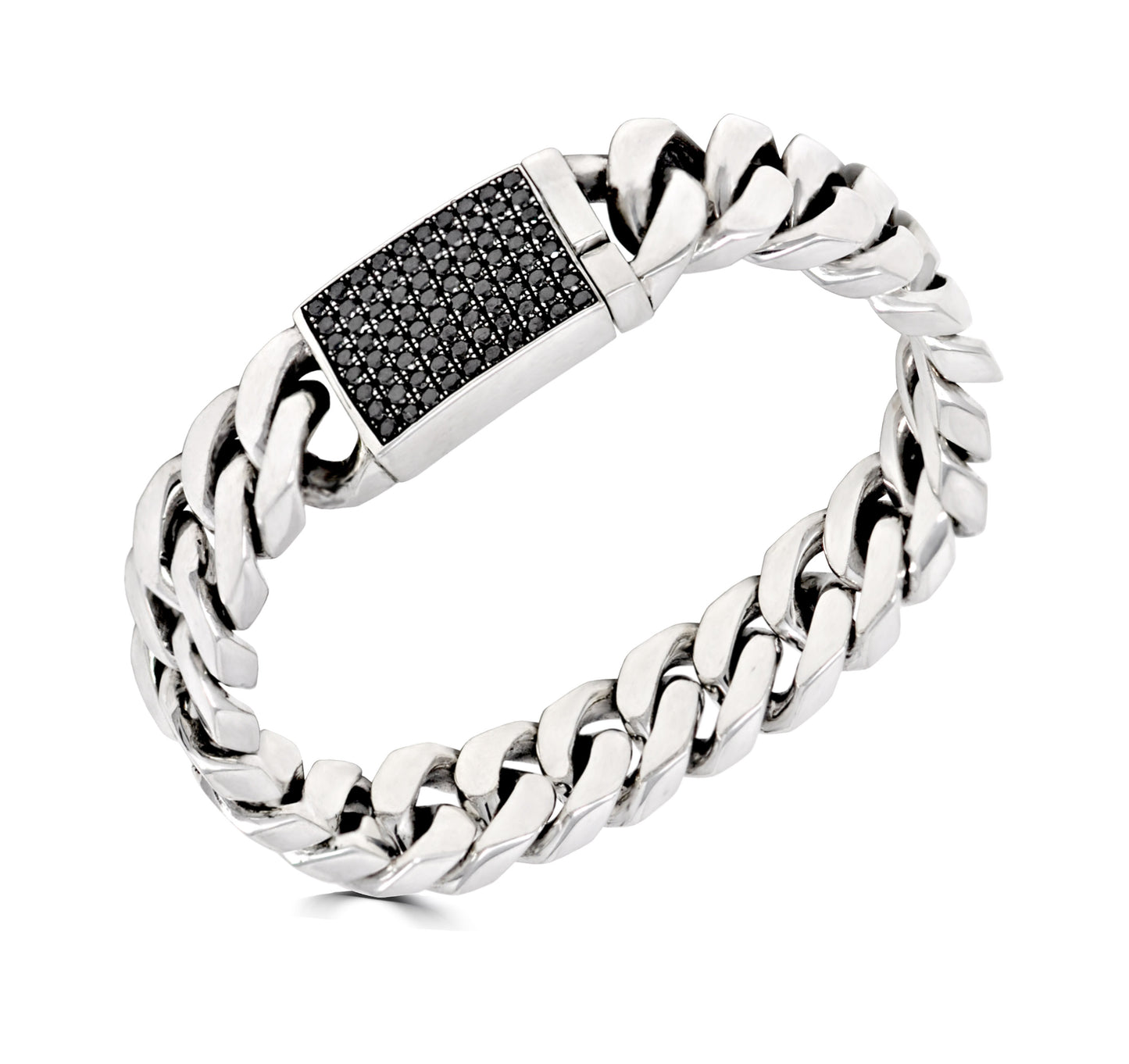 Medium Cuban Link Black Diamond Clasp Bracelet