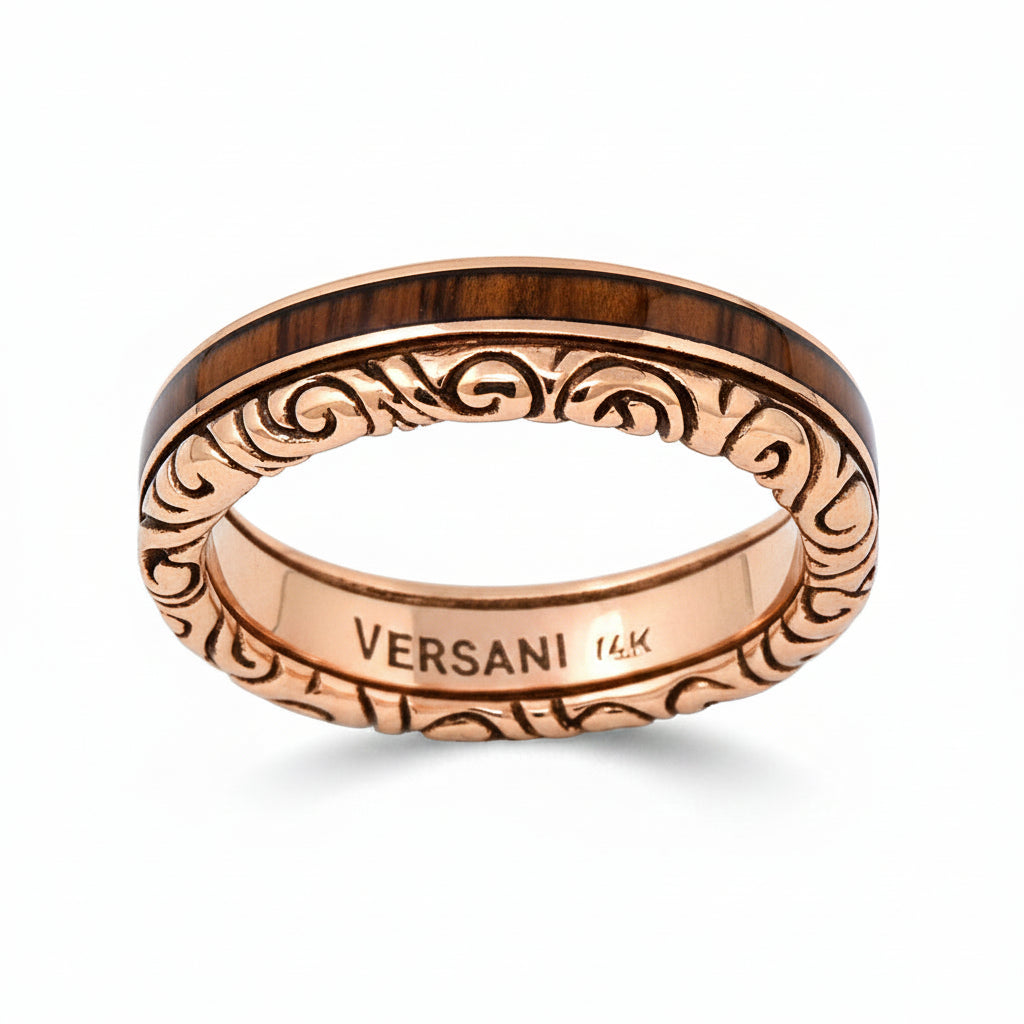 KeyDesign Wood Split Ring In Rose Gold