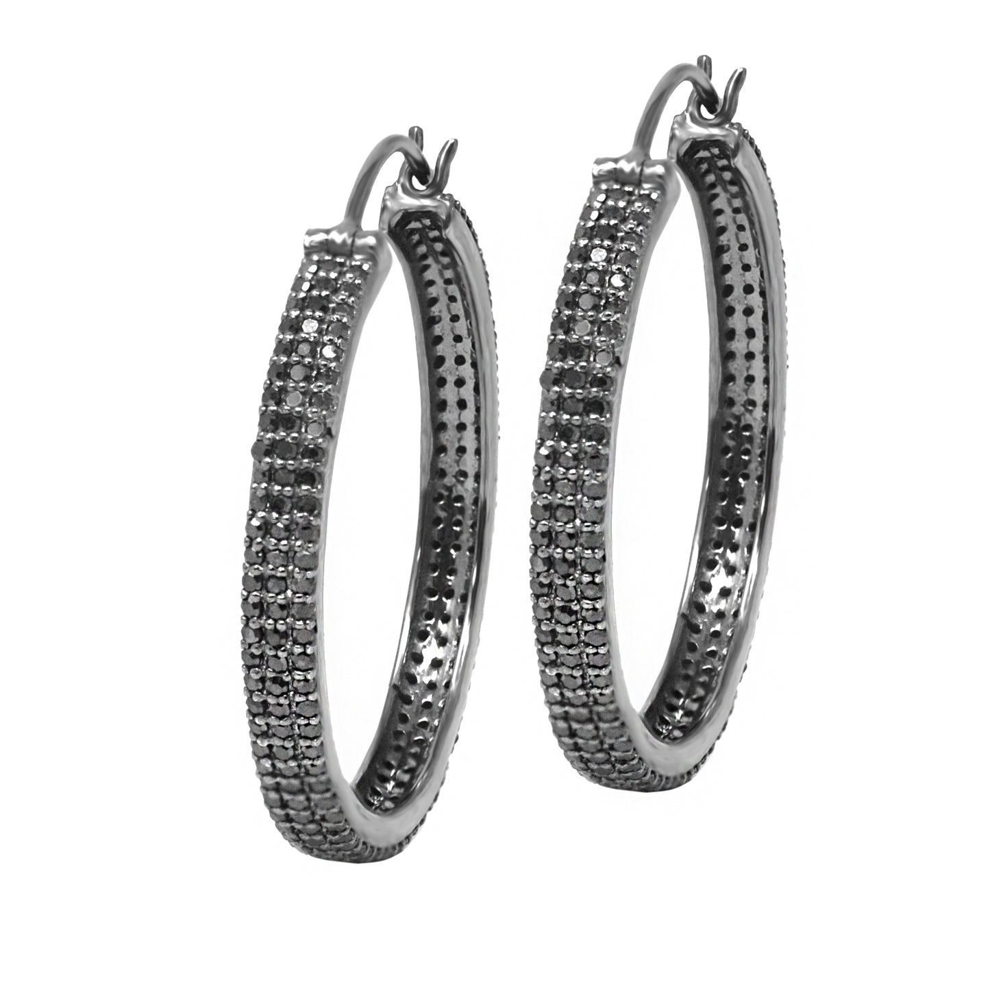 Black Diamond Round Hoops