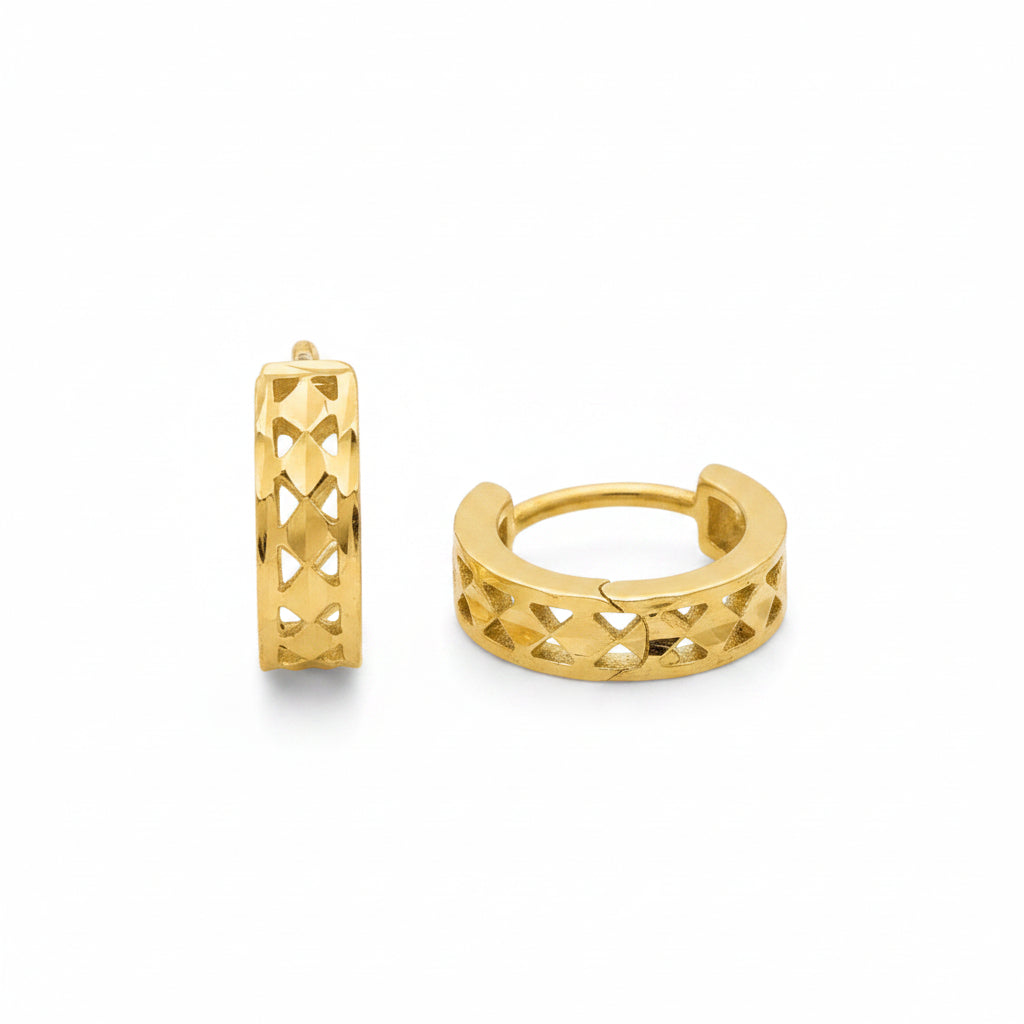 Gold Cutout Huggie Hoop Earrings