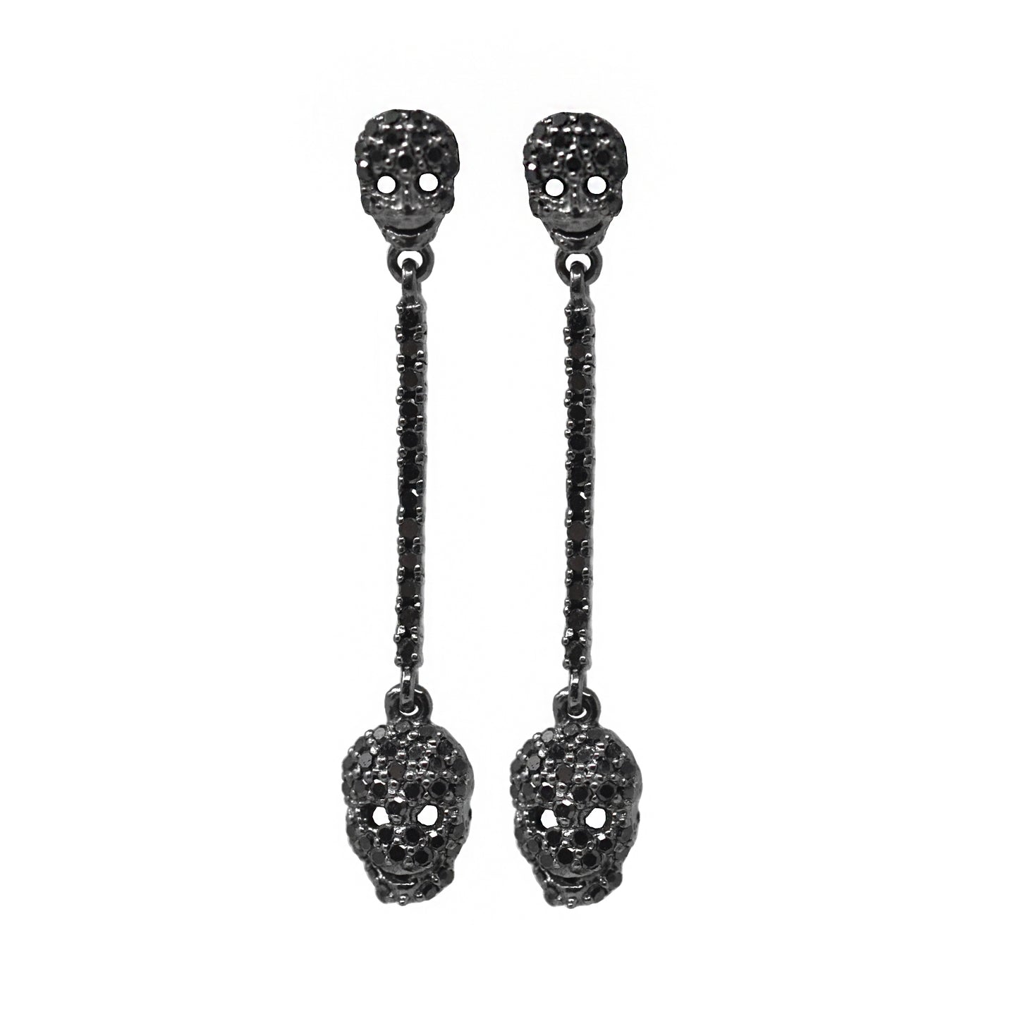 Black Diamond Skull Drop Earrings