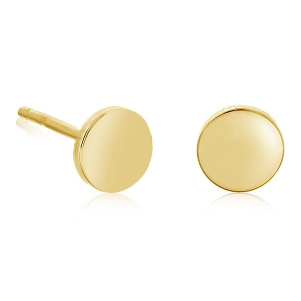 Gold Round Flat Stud Earrings