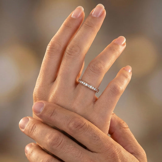 White Diamond Single Row Eternity Band