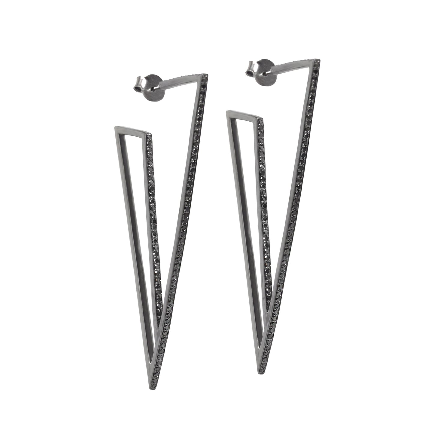 Black Diamond V-Shape Earrings