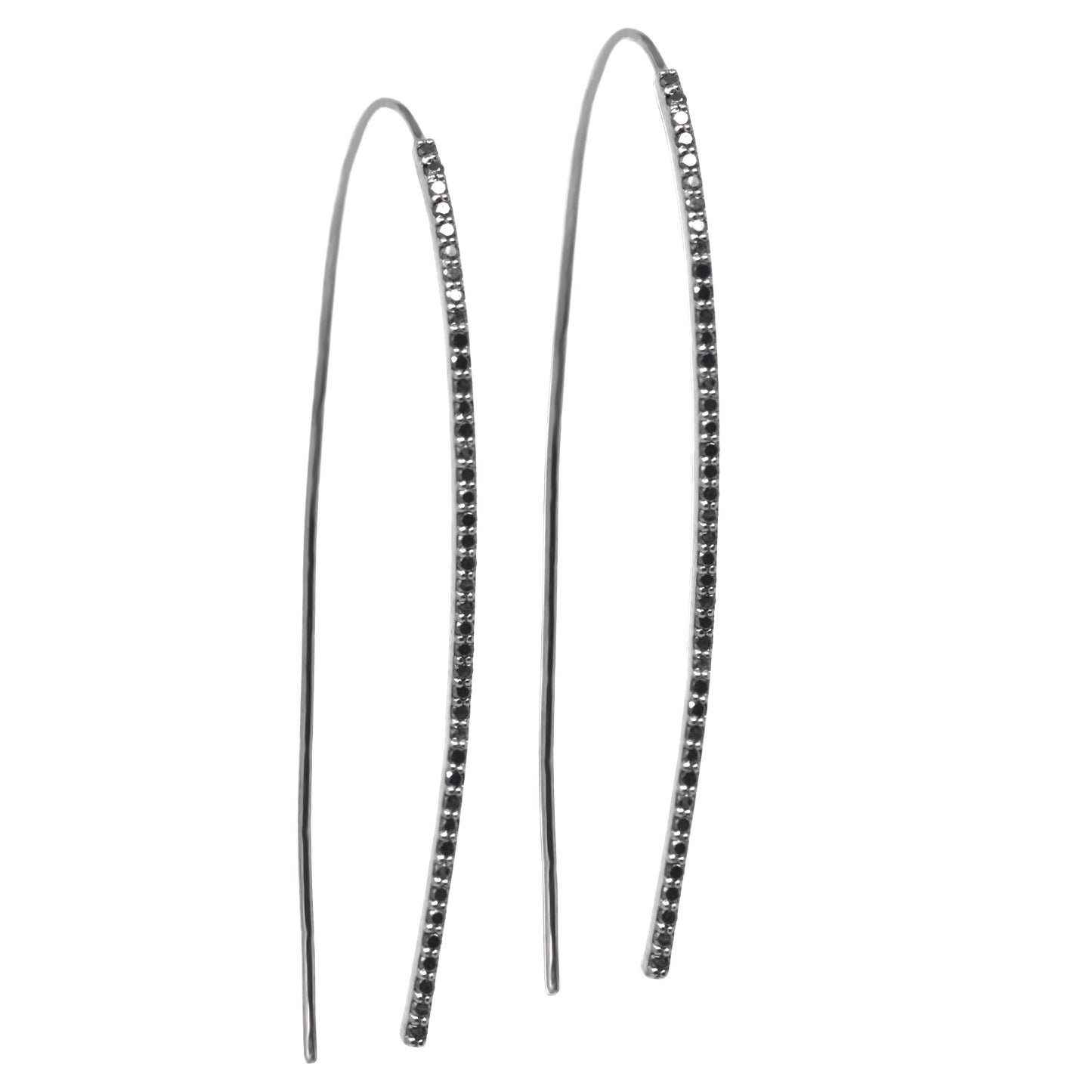 Black Diamond Long Curve Wire Earrings
