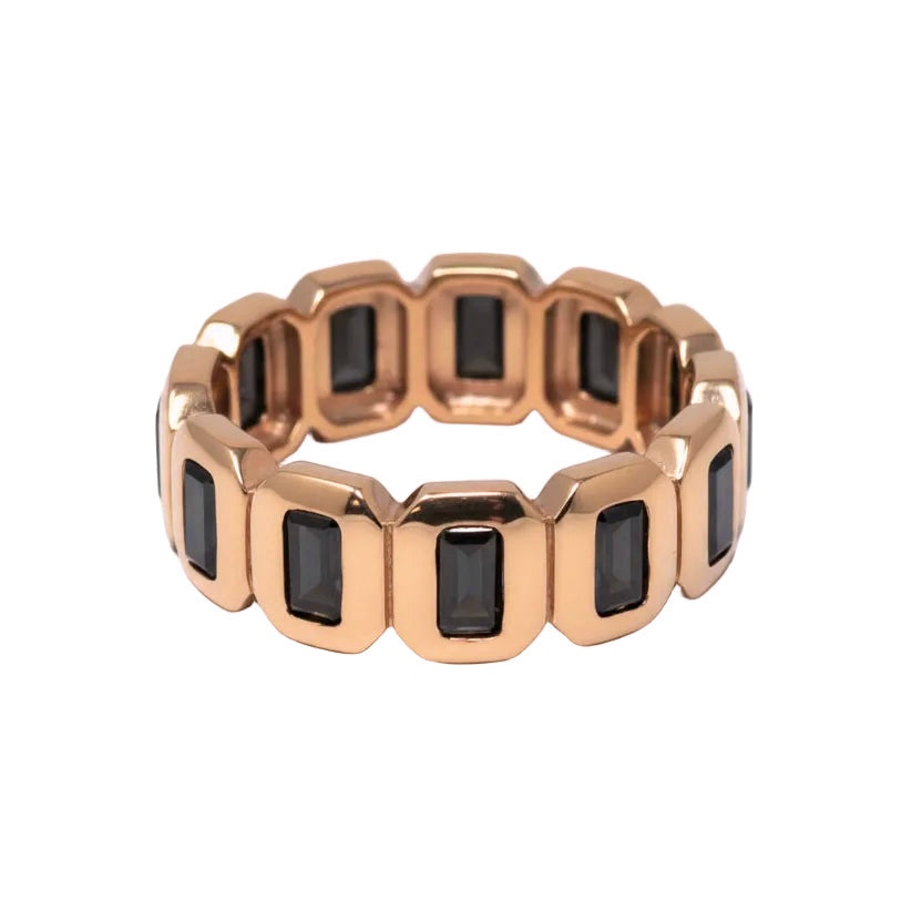 Black Diamond Bezel-Set Continuous Ring In Gold