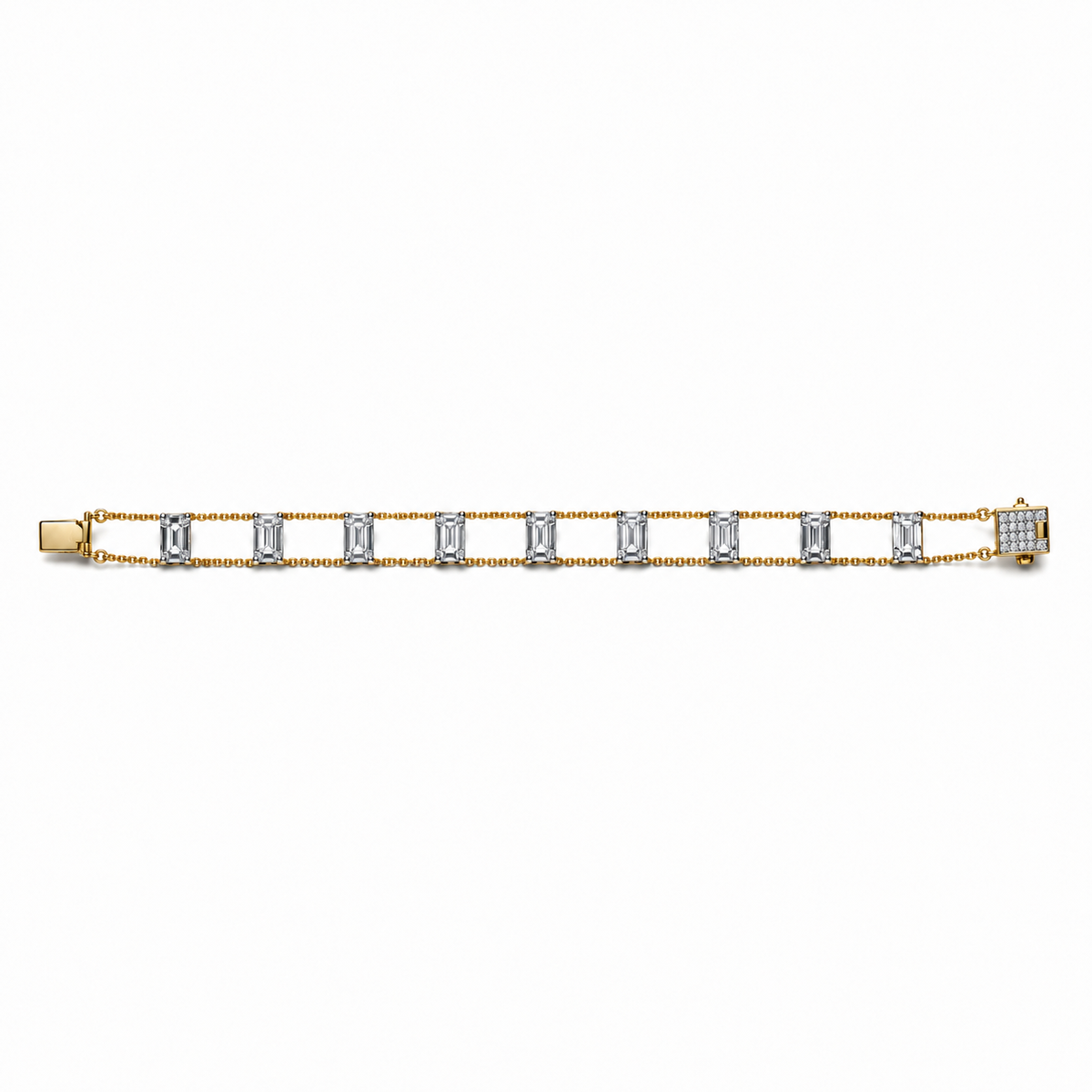 Emerald Cut Diamond Illusion Chain Bracelet
