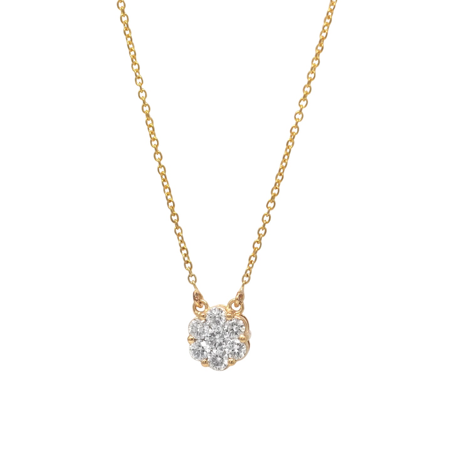 Round White Diamond Pavé Pendant Necklace
