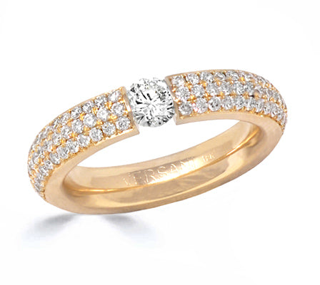 White Diamond Tension Pave Diamond Ring