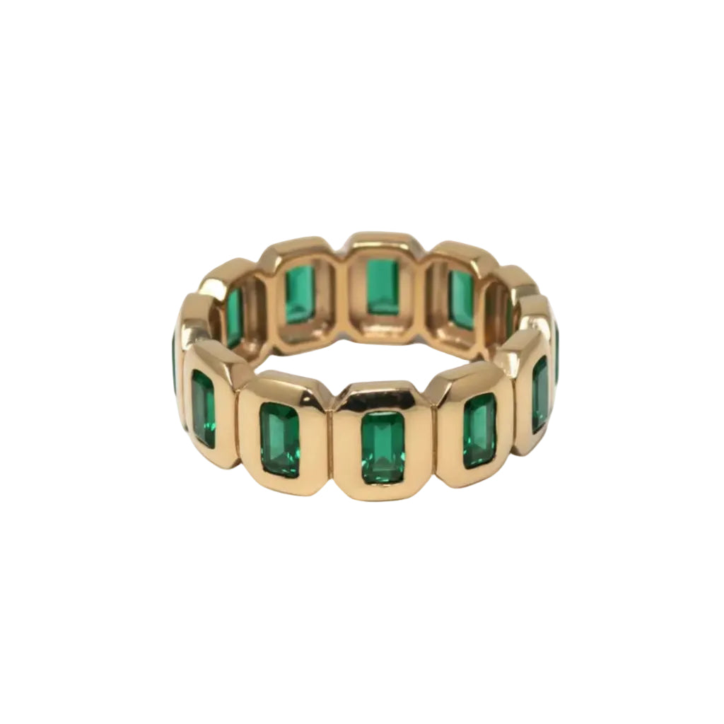 Gemstone Bezel-Set Continuous Ring In Gold