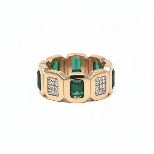 Alternating Gemstone & Diamond Infinity Band Ring