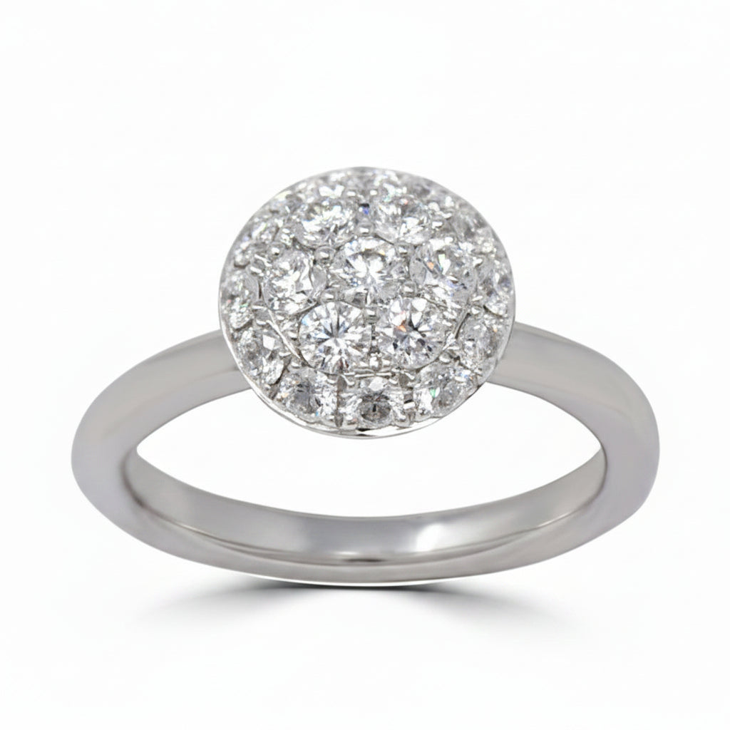 Large White Diamond Mushroom Ring