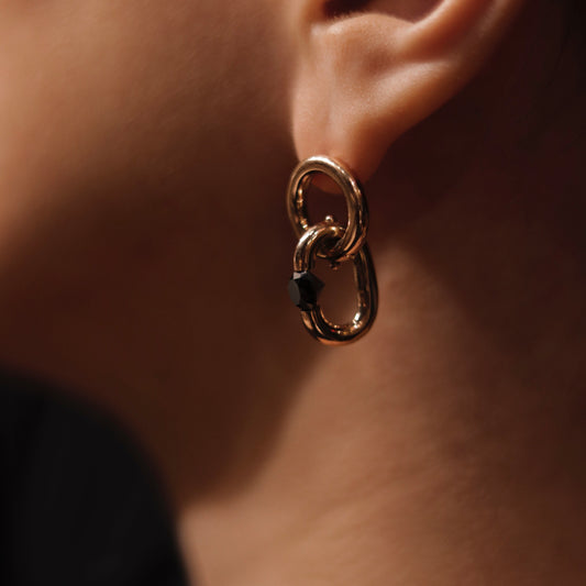 Black Diamond Tension Earrings In Rose Gold