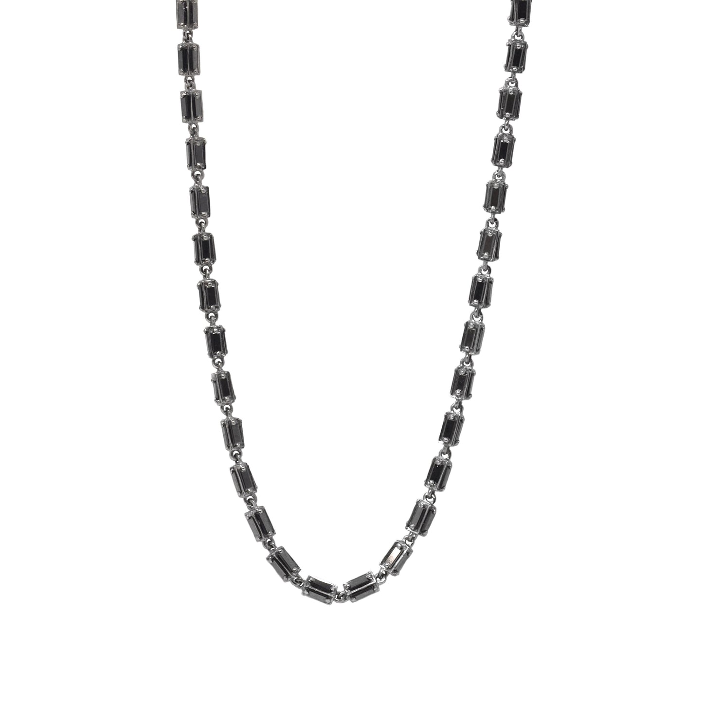 Rectangular Shape Black Diamond Link Necklace