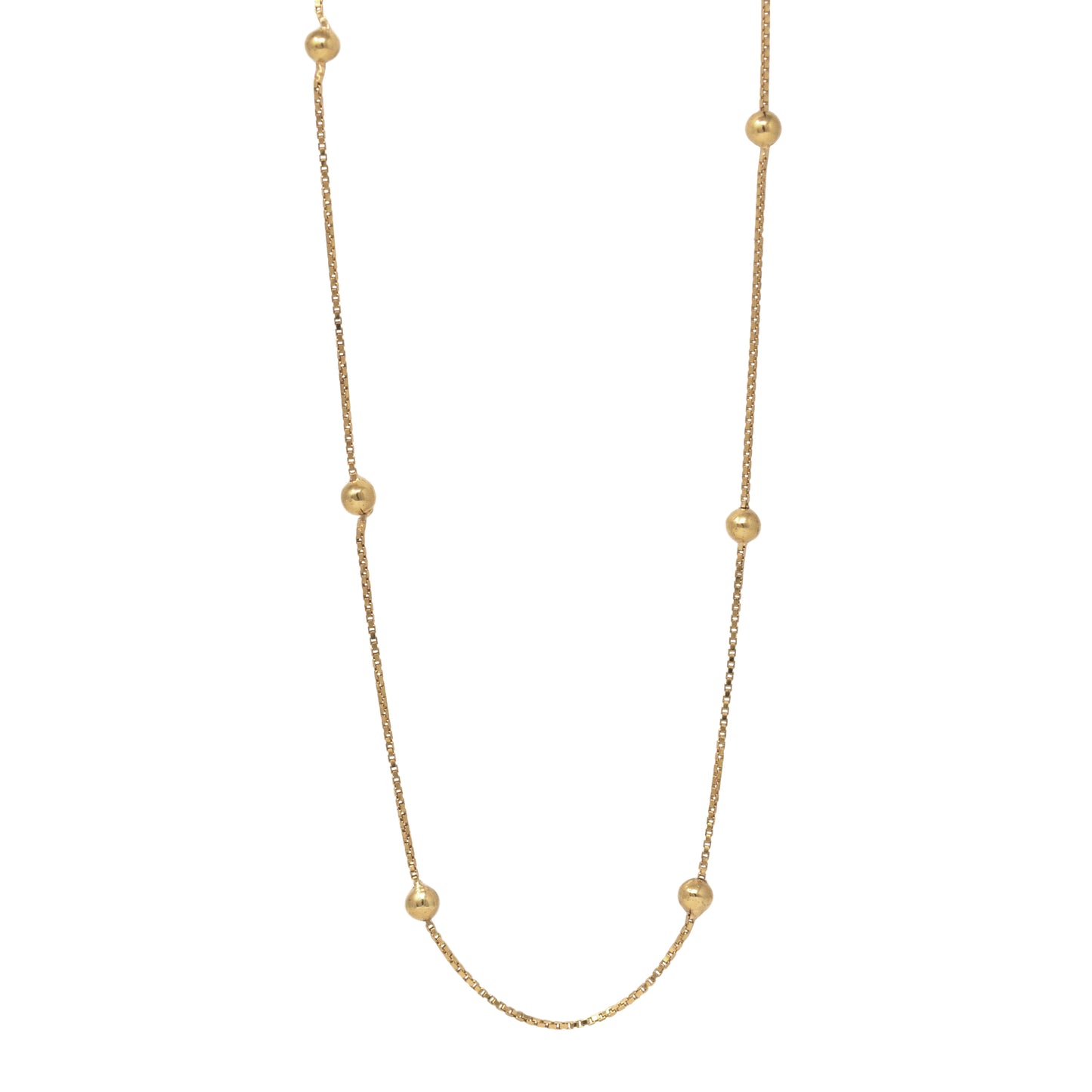 Bead Station Chain Necklace in Gold
