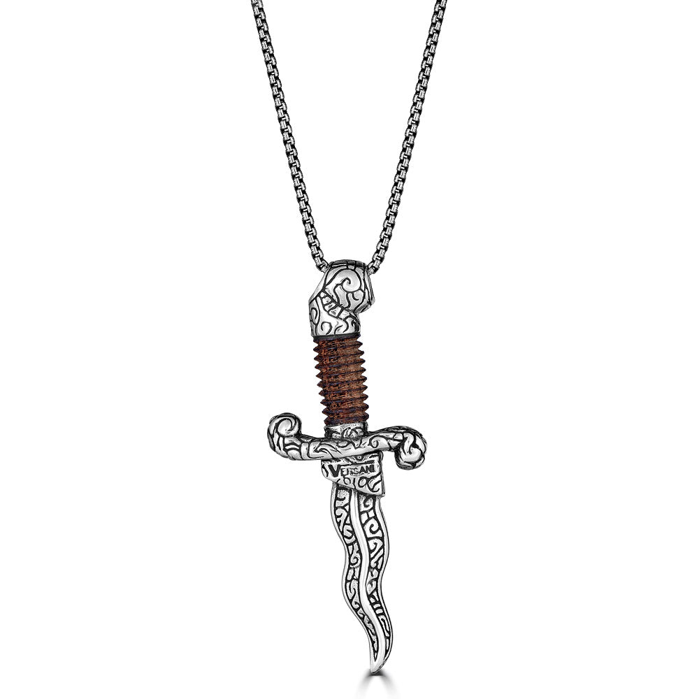 Wood KeyDesign Dagger Pendant Necklace