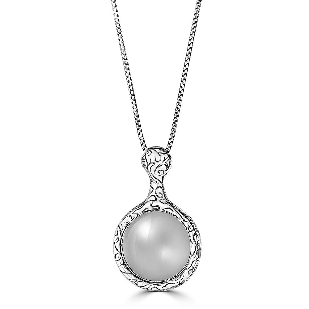 KeyDesign Magnifying Glass Pendant Necklace In Sterling Silver