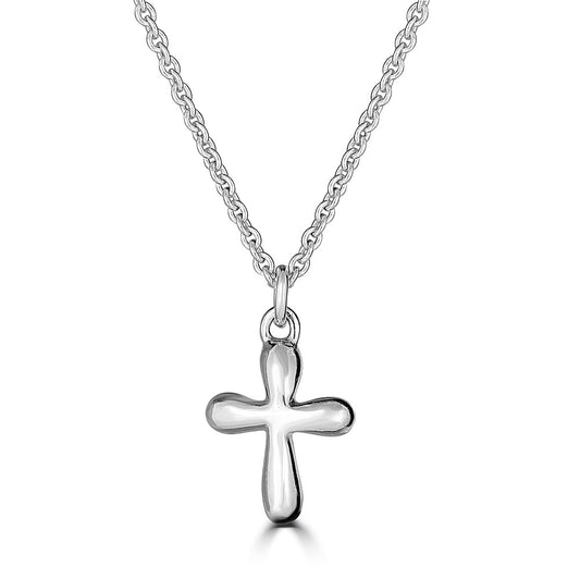Petite Cross Pendant Necklace In Sterling Silver