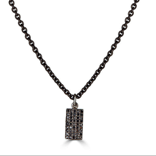 Mini Black Diamond Tag Pendant Necklace