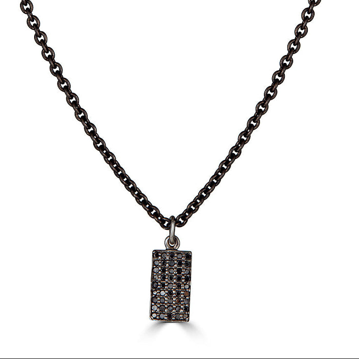 Mini Black Diamond Tag Pendant Necklace