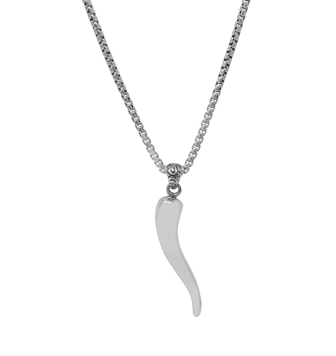 Small Horn Pendant Necklace In Sterling Silver