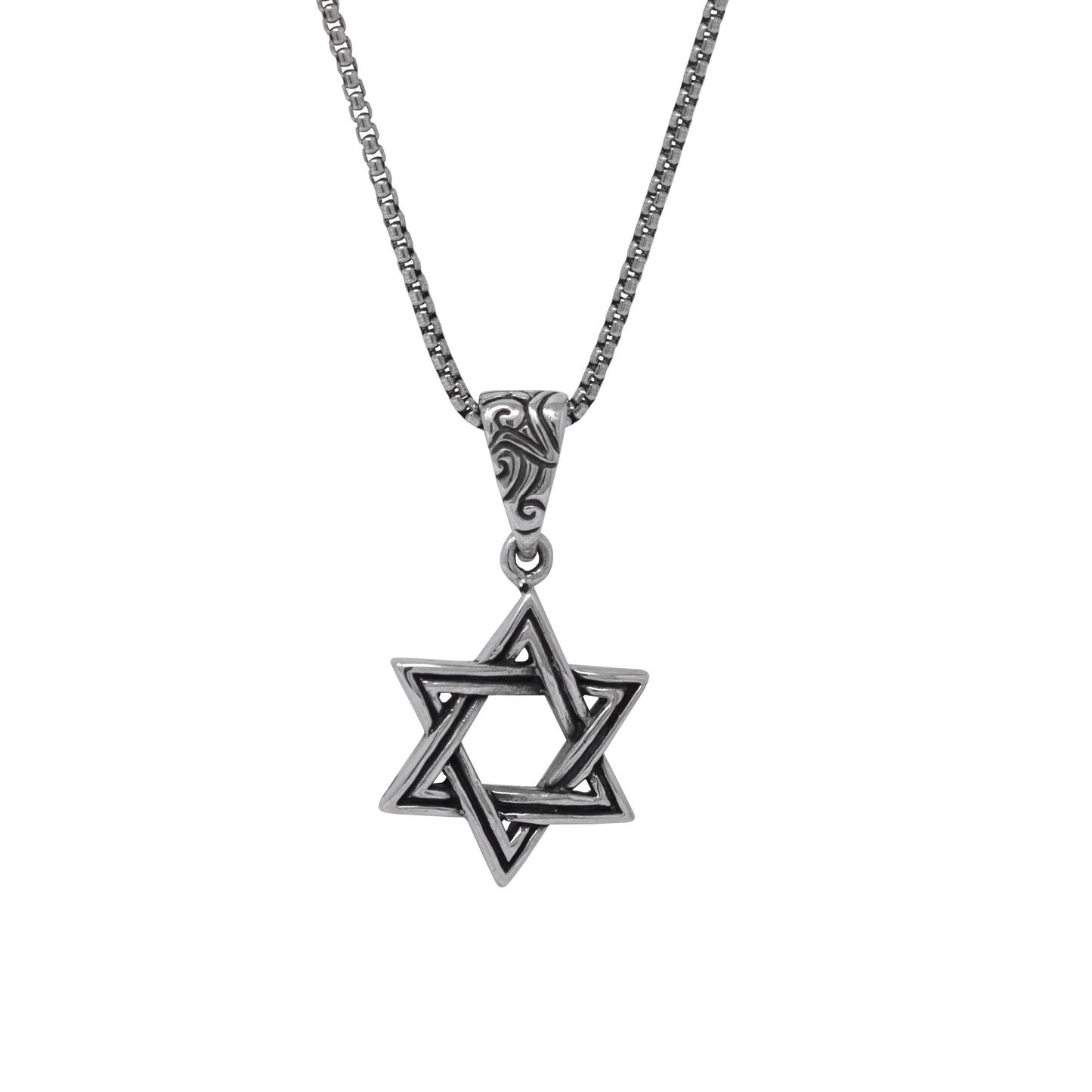 KeyDesign Oxidized Star of David Pendant Necklace In Sterling Silver