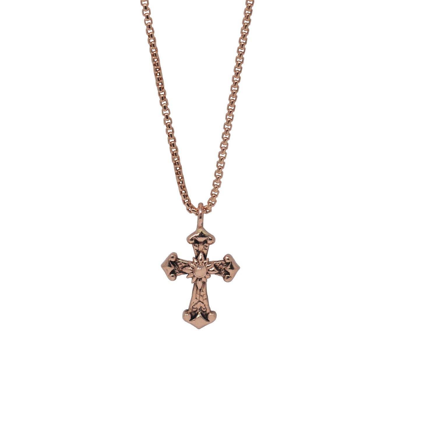 Small Gold KeyDesign Cross Pendant Necklace