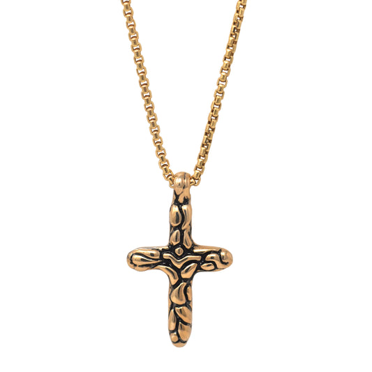 Gold KeyDesign Cross Pendant Necklace