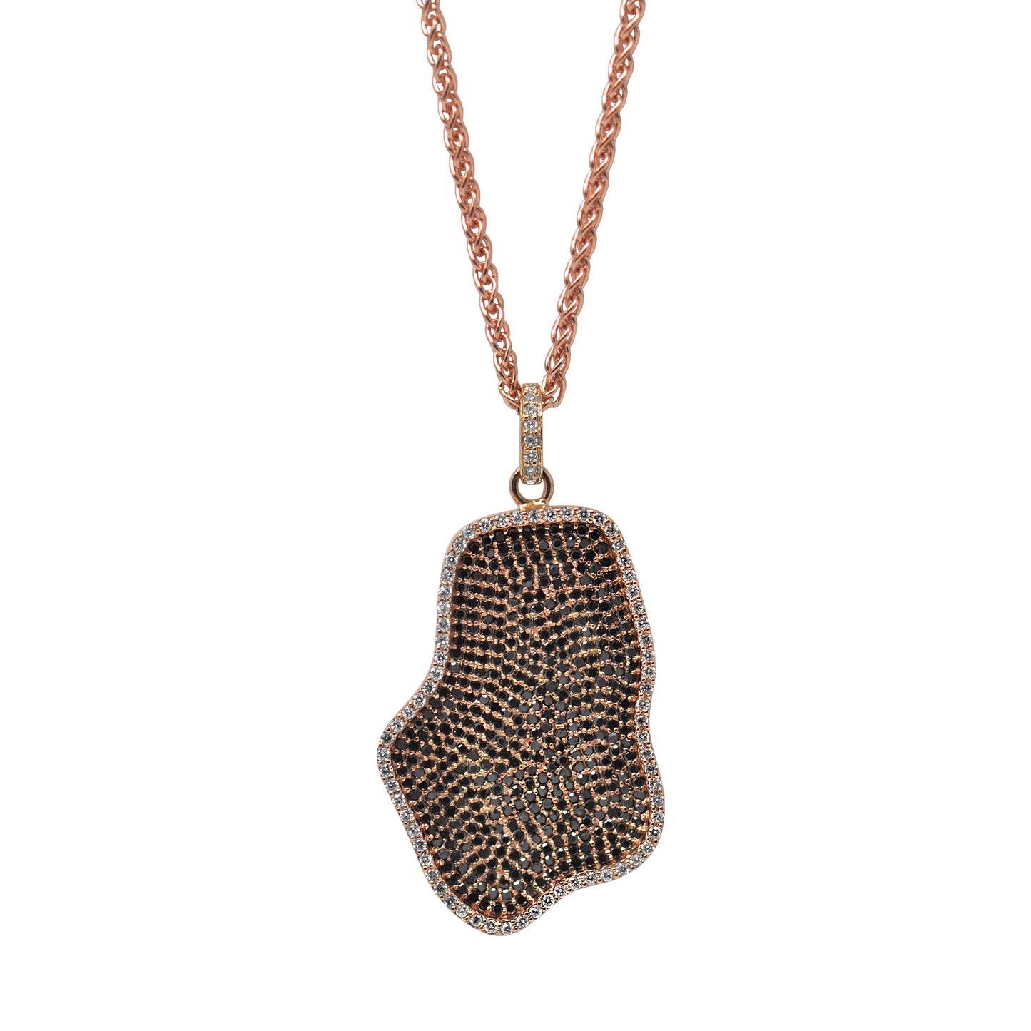 Diamond Organic Shape Pendant Necklace In Rose Gold