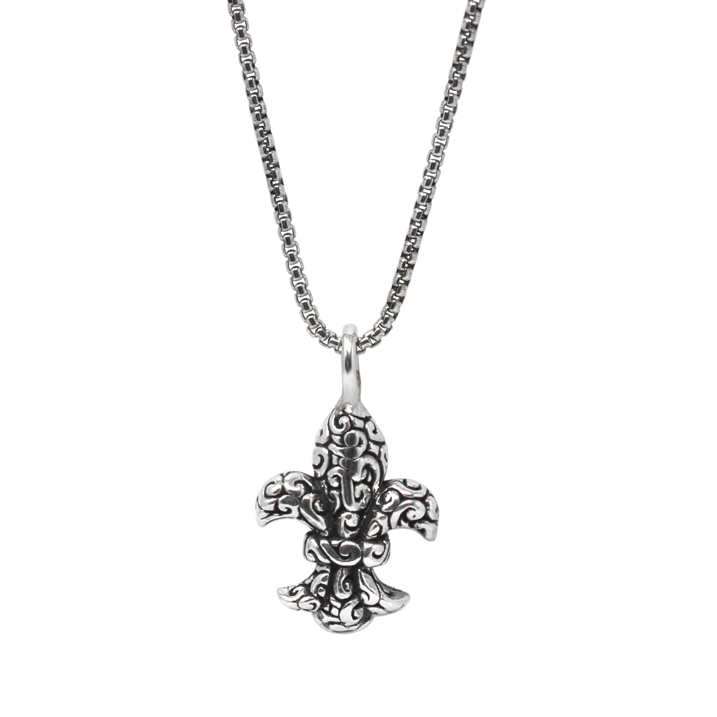 Small KeyDesign Fleur De Lis Pendant Necklace In Sterling Silver