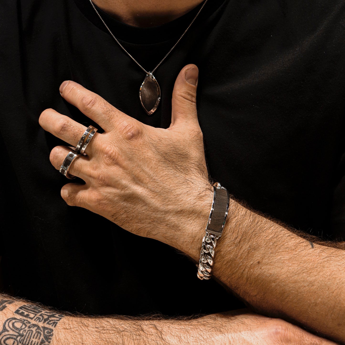Wide Wood Inlay Band Ring