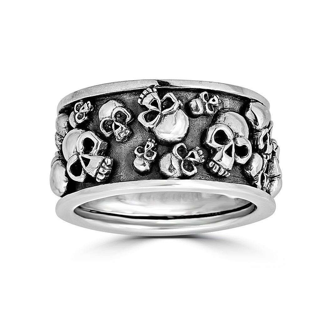 Wide Multi Skulls Ring