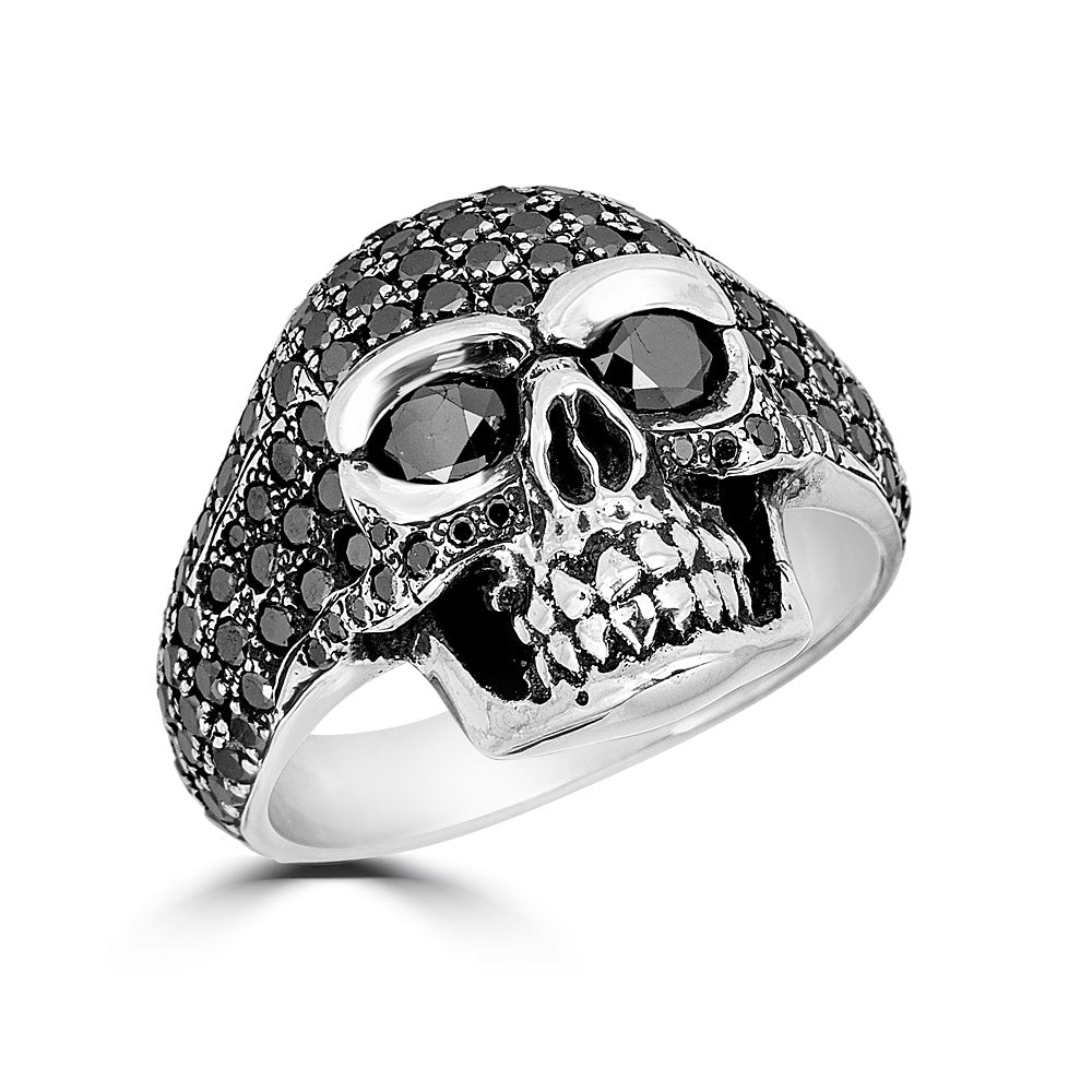 Black Diamond Skull Ring