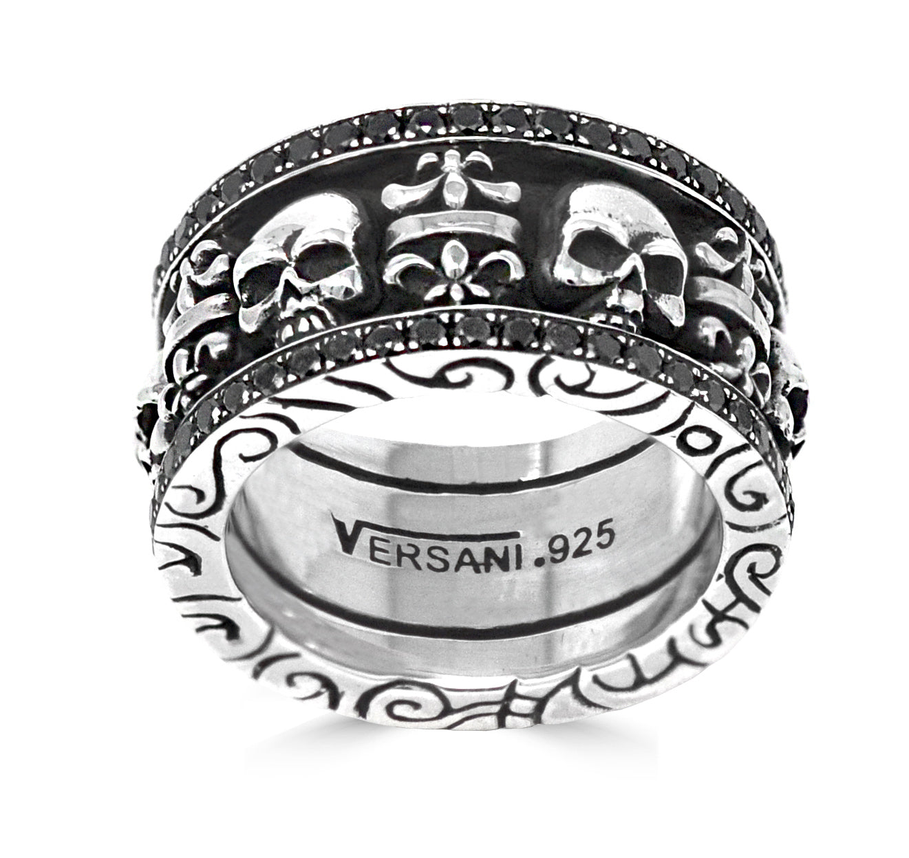 Black Diamond Mini Skulls Fleur De Lis KeyDesign Ring