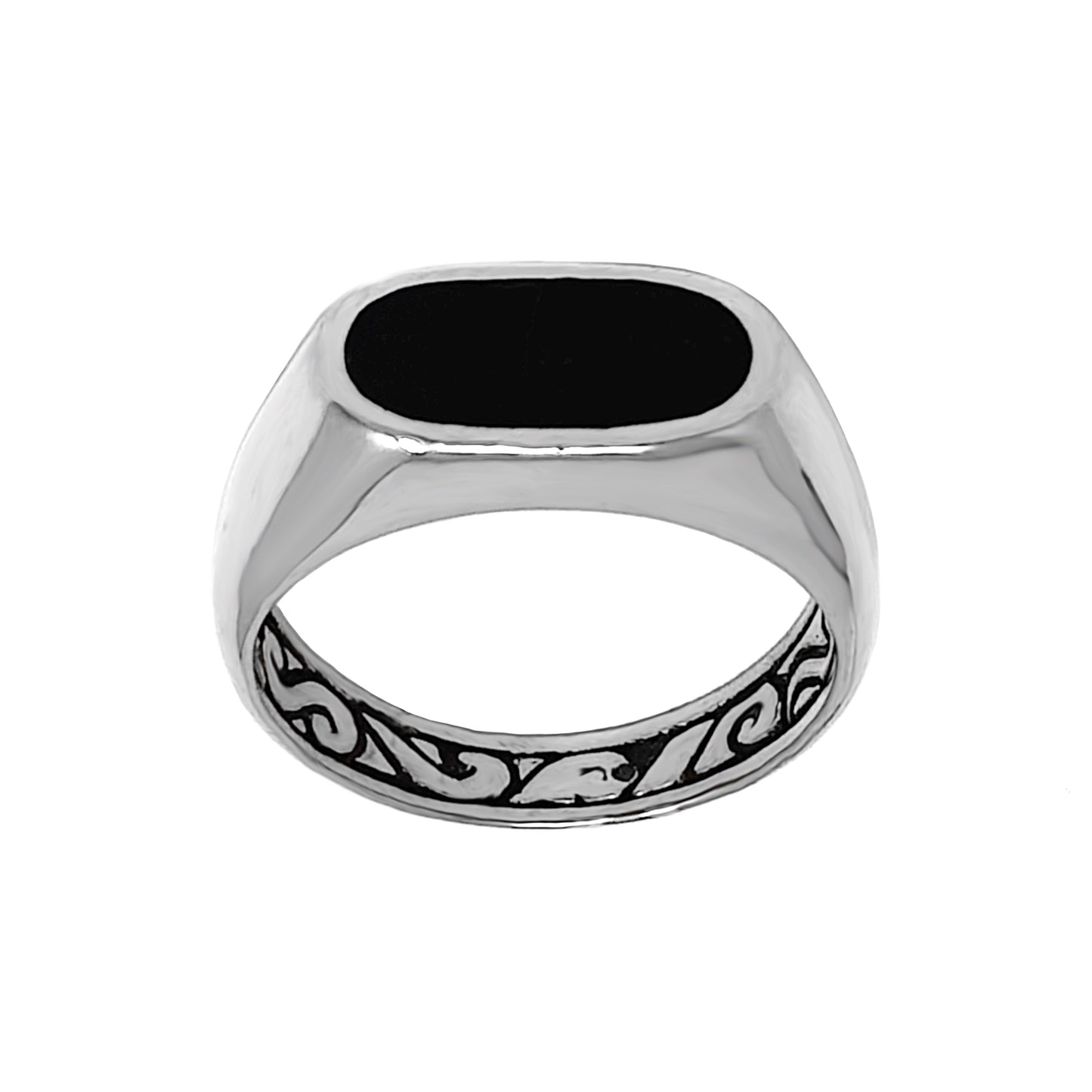 Oval Onyx Signet Ring with KeyDesign Inlay
