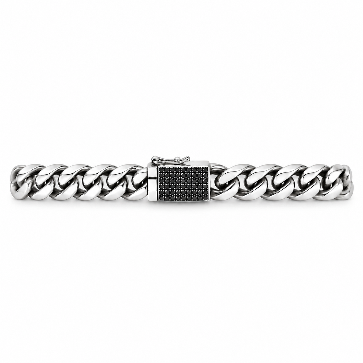 Small Cuban Link Black Diamond Clasp Bracelet