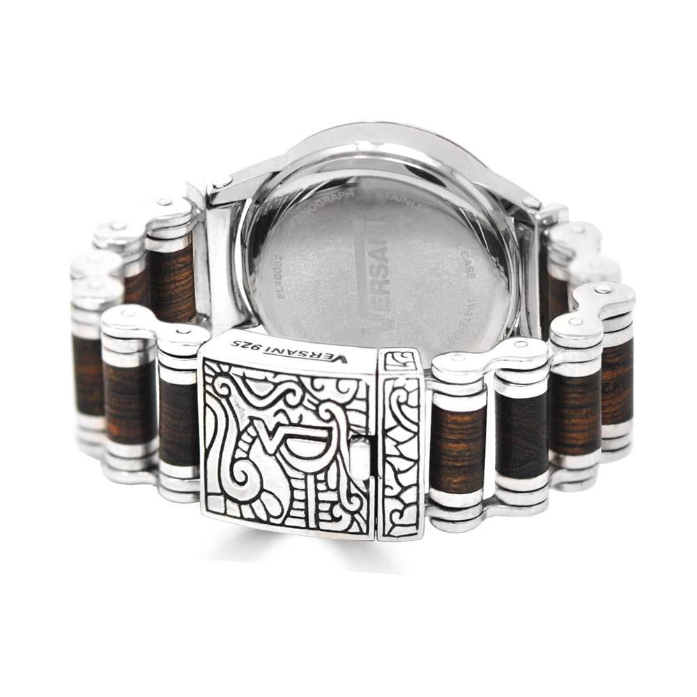 Round Chronograph Watch on Wood Bullet Bracelet