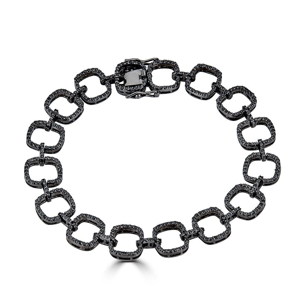 Black Diamond Square Link Bracelet