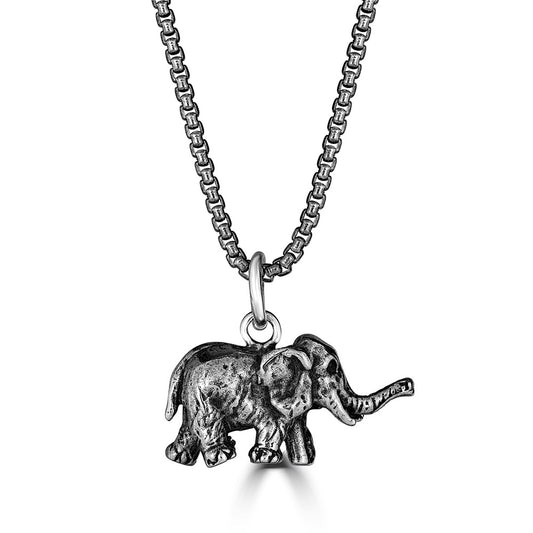 Mini Elephant Pendant Necklace In Sterling Silver